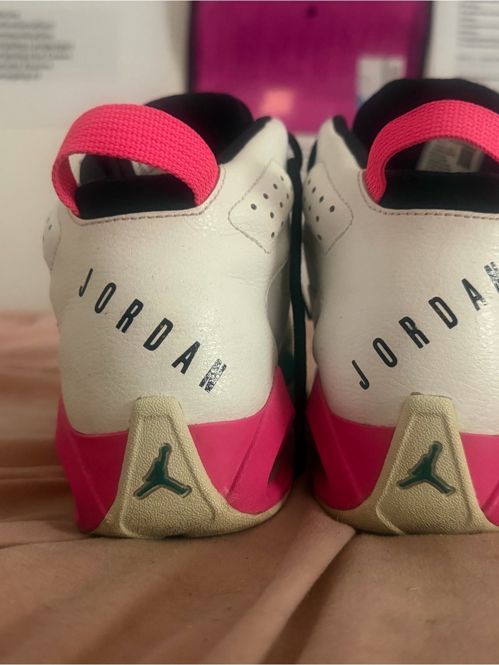 Jordan Kids White and Pink Low-Top Sneakers